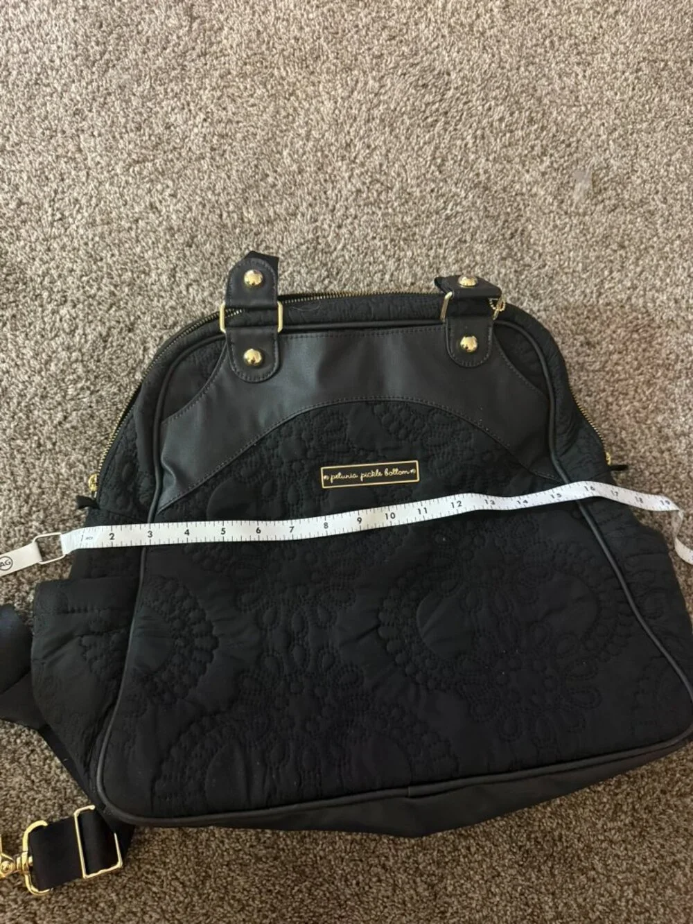 Petunia Pickle Bottom Black Quilted Sashay Satchel